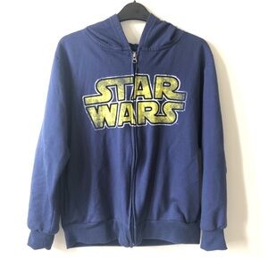 Disney Star Wars Vintage Look Logo Zip Up Fleece Hoodie Navy Blue XS/Youth L